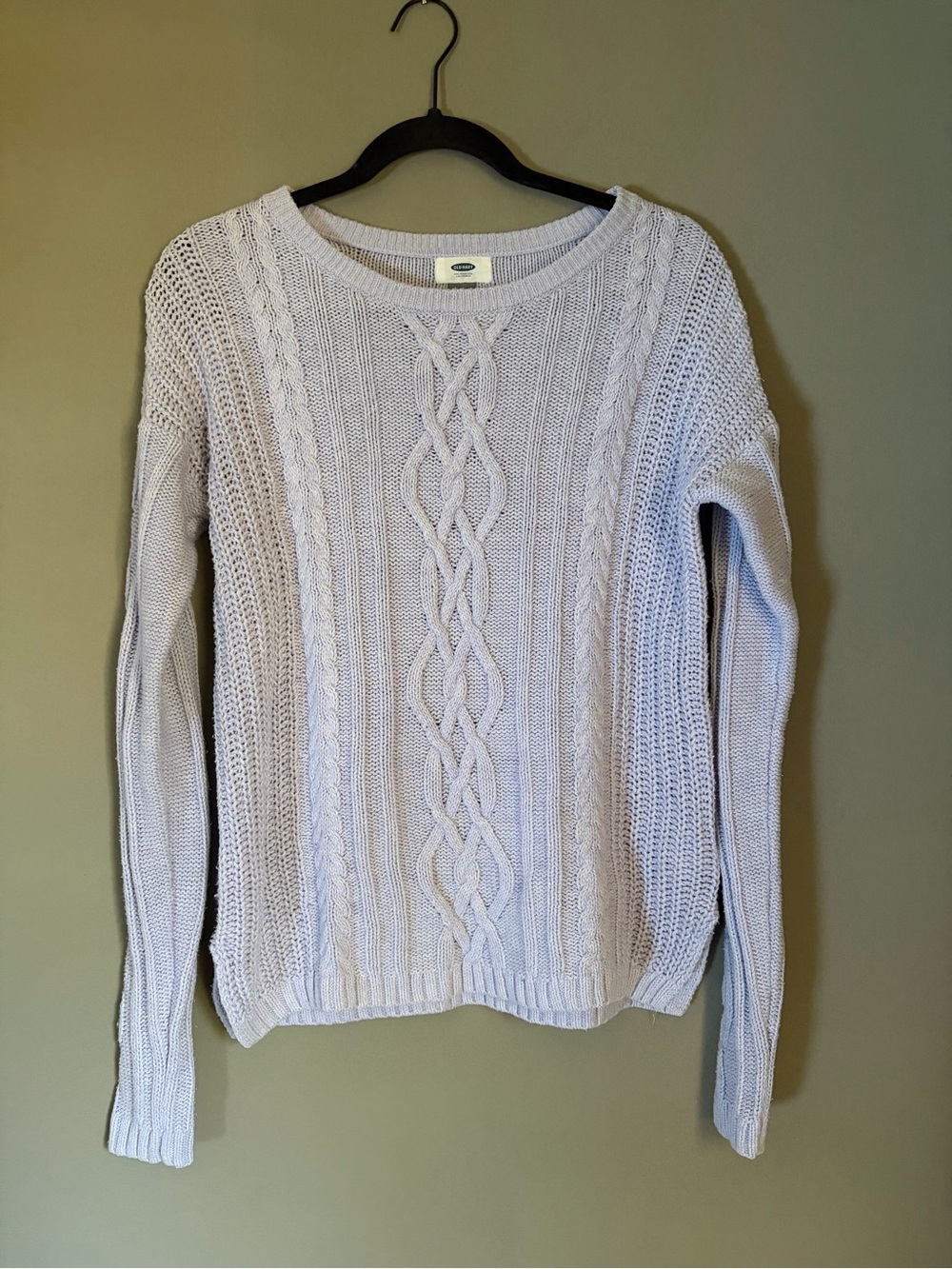 Old Navy Cable Knit Sweater Light Purple Crewneck Pullover Long Sleeve Medium